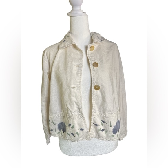 Nomadic Traders Floral Linen Blend Jacket Women’s Small | Painterly Print | Boho - Picture 1 of 6